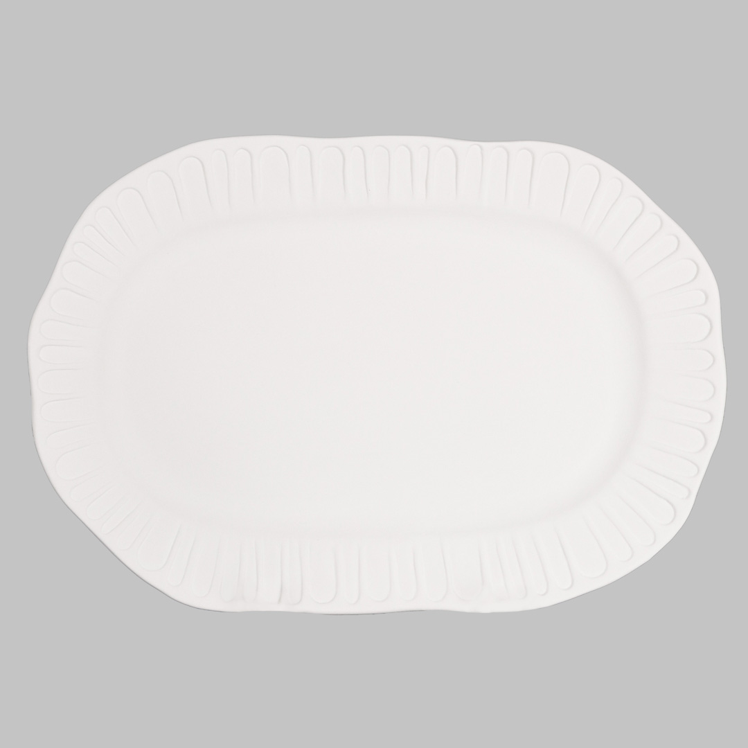 SB150 Mayco Stoneware Bisque Fluted Oval Platter